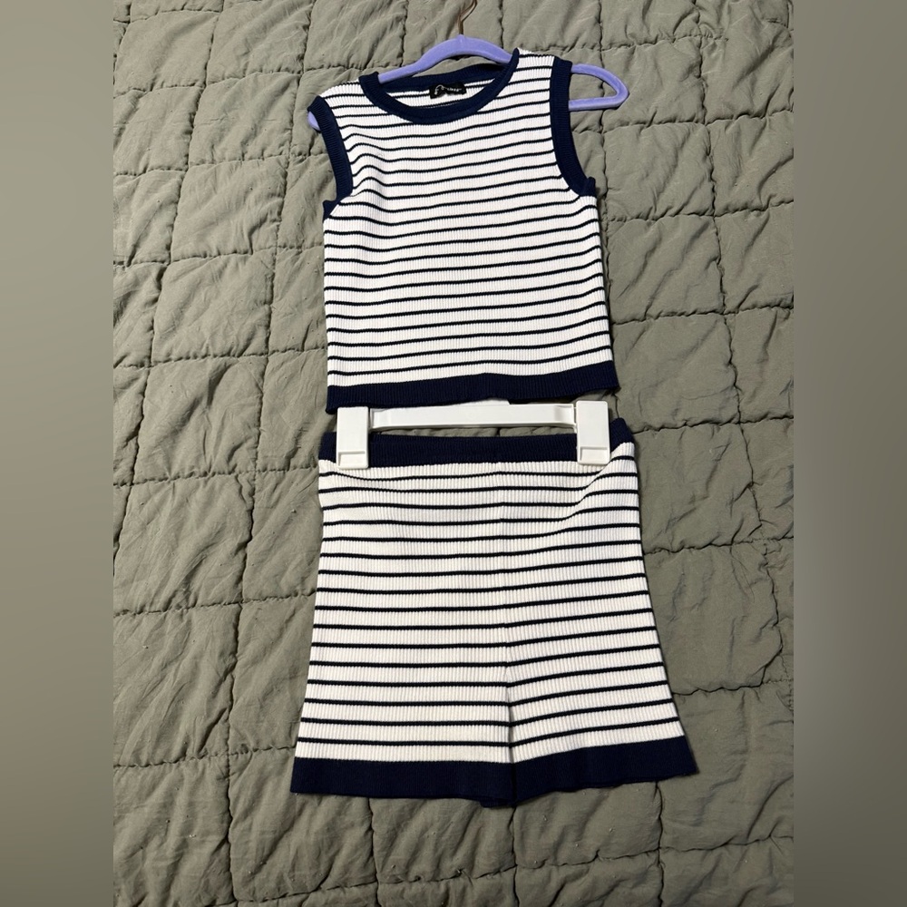 Art Class Navy and White Striped Kids Matching Set